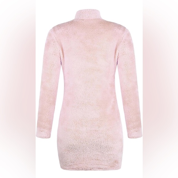 Sunday Best Shy Pink Fuzzy BodyCon Long Sleeve Dress - Picture 2 of 8